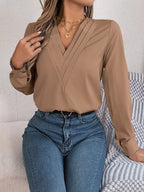 Layered V-neck Long Sleeve Blouse (17)