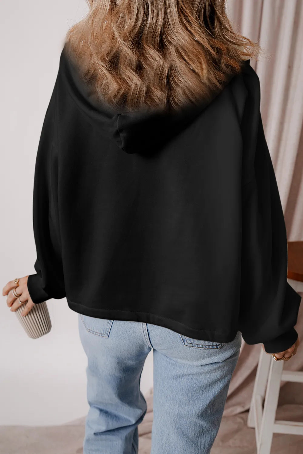 Pocketed Half Zip Dropped Shoulder Hoodie (27)