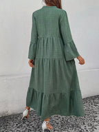 Ruffle Hem Button Front Tiered Dress (7)