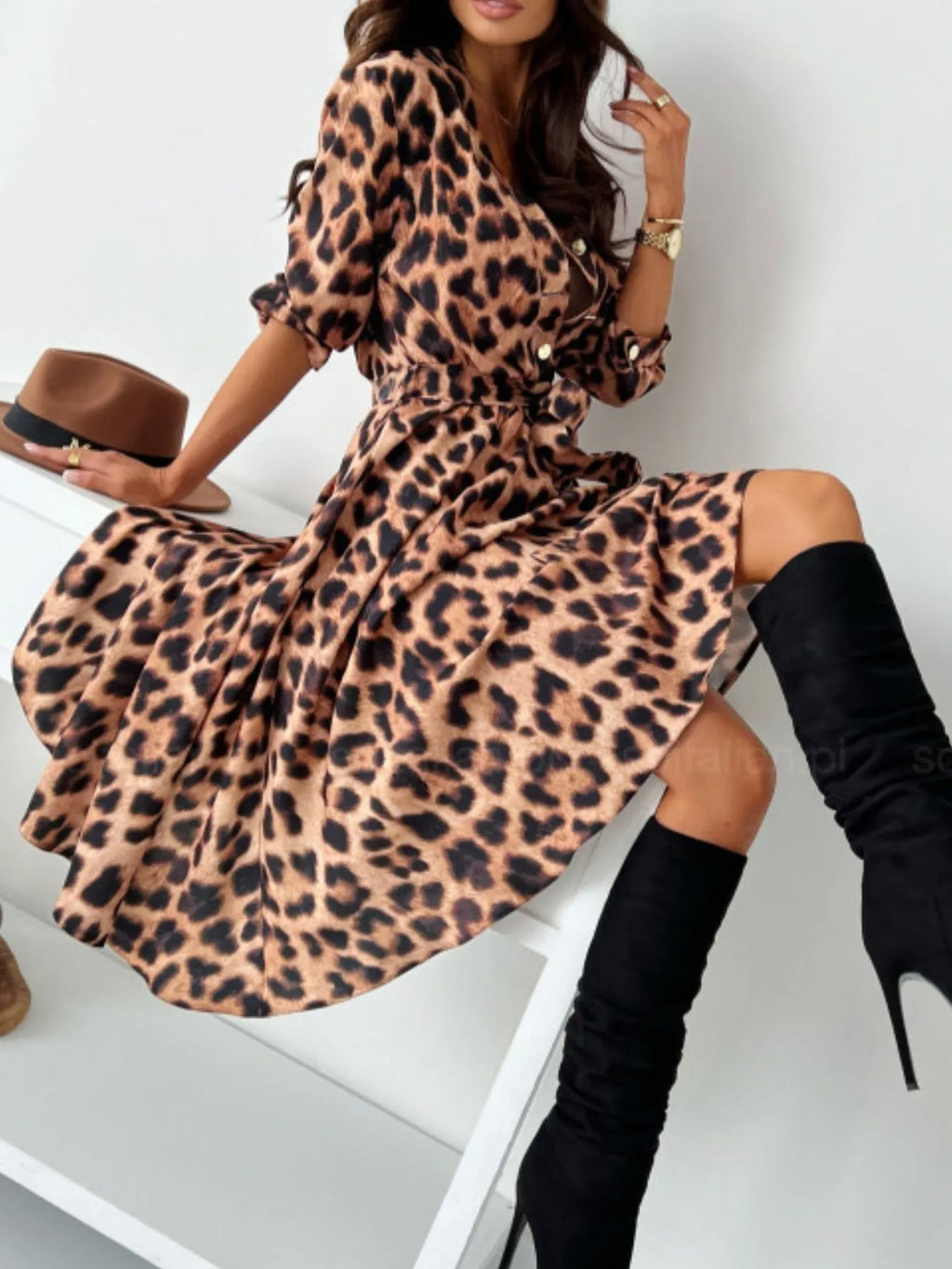 Printed Tie Waist Midi Dress (28)