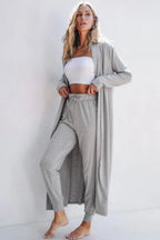 Open Front Long Sleeve Cardigan Pants Lounge Set (5)