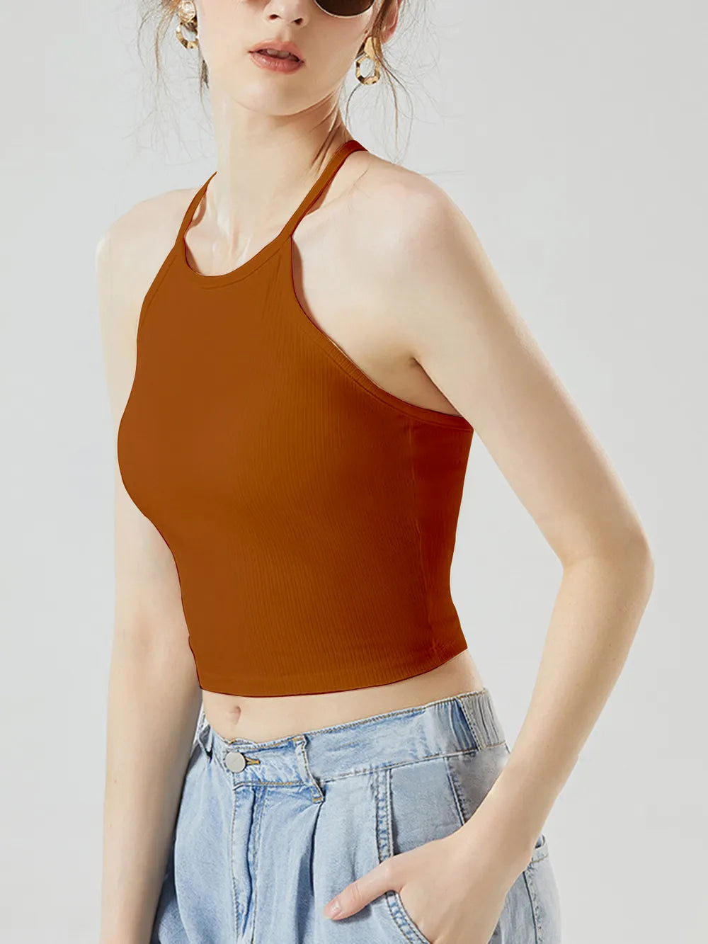 Grecian Neck Cropped Tank Chest Pads (17)