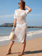 Slit Openwork Round Neck Cover-up (11)