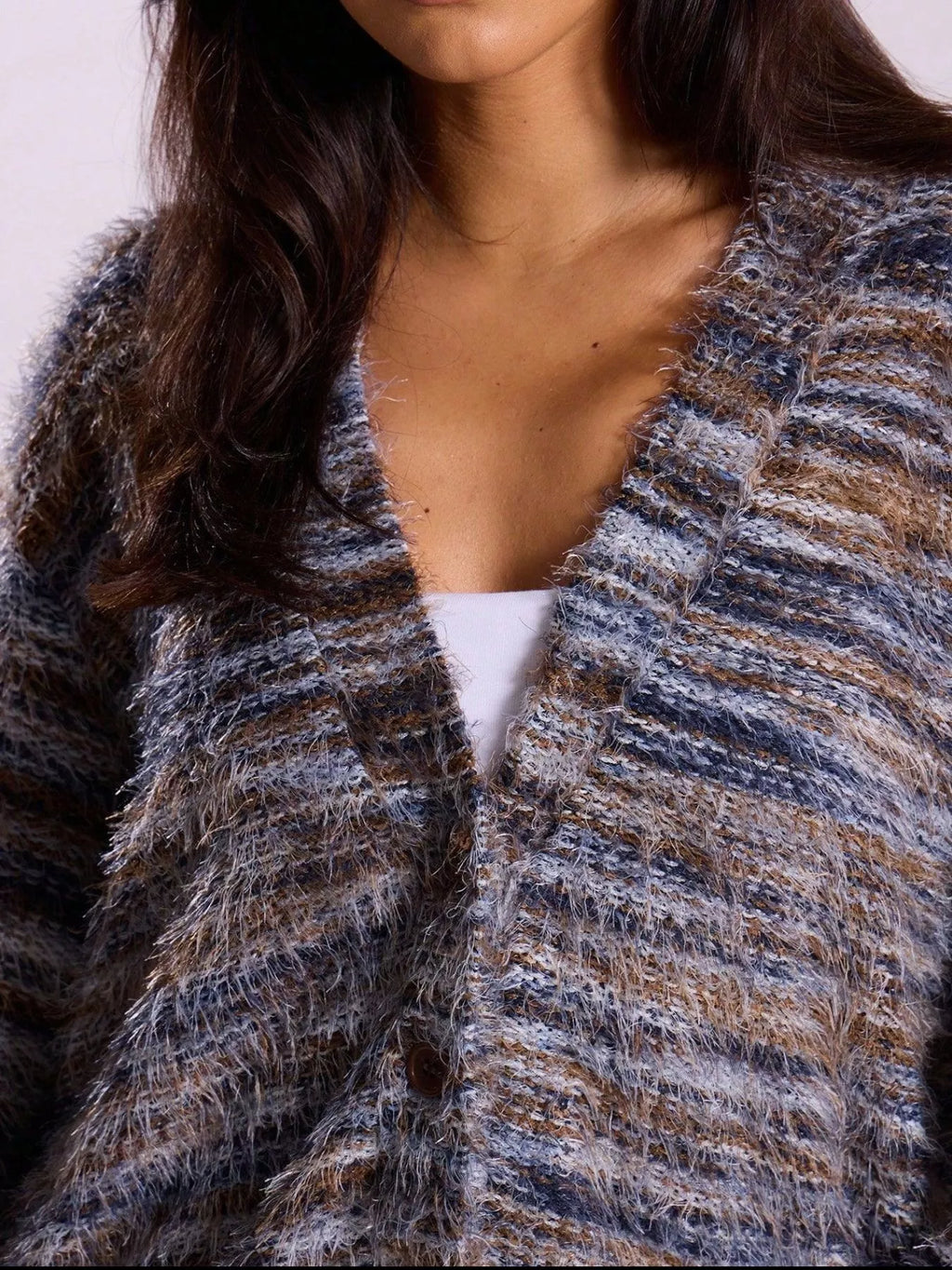 Chunky Knit V-neck Button-up Cardigan (22)