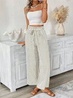 Full Size Striped Wide Leg Paper Bag Pants Plus (15)