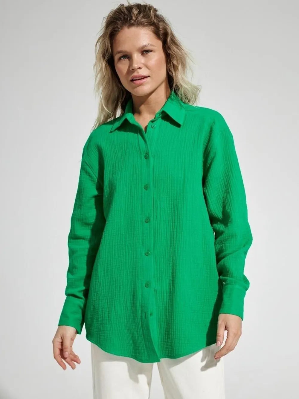 Textured Collared Neck Long Sleeve Shirt (18)