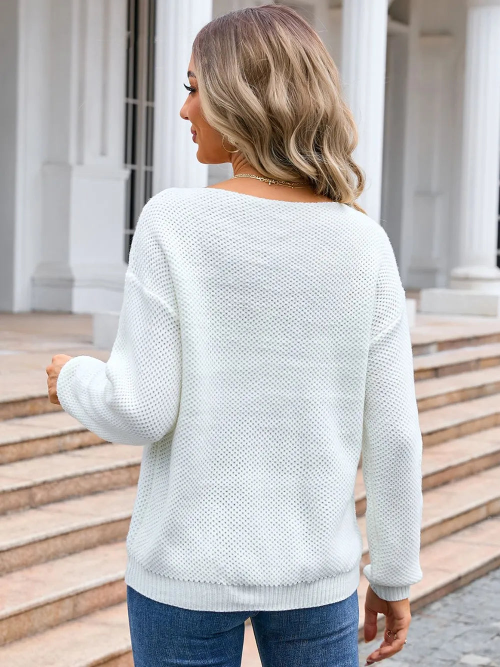 Decor Button Drop Shoulder Knit Top (3)