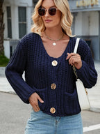 Round Neck Button Up Cardigan Pockets (32)