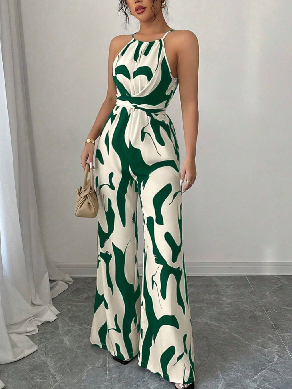 Abstract Print Sleeveless Wide Leg Jumpsuit (12)