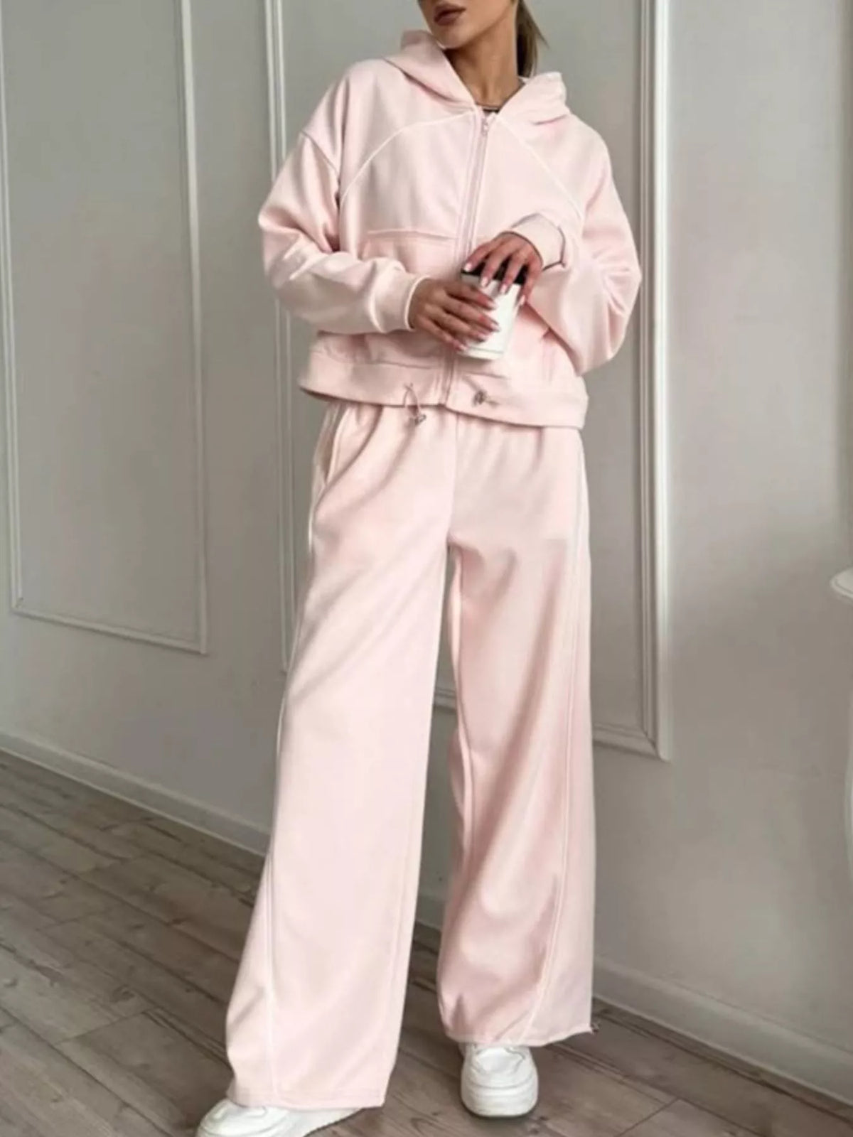 Fleece Zip-up Hoodie Joggers Set (6)