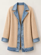 Full Size Denim Trim Ribbed Knit Cardigan Plus (35)