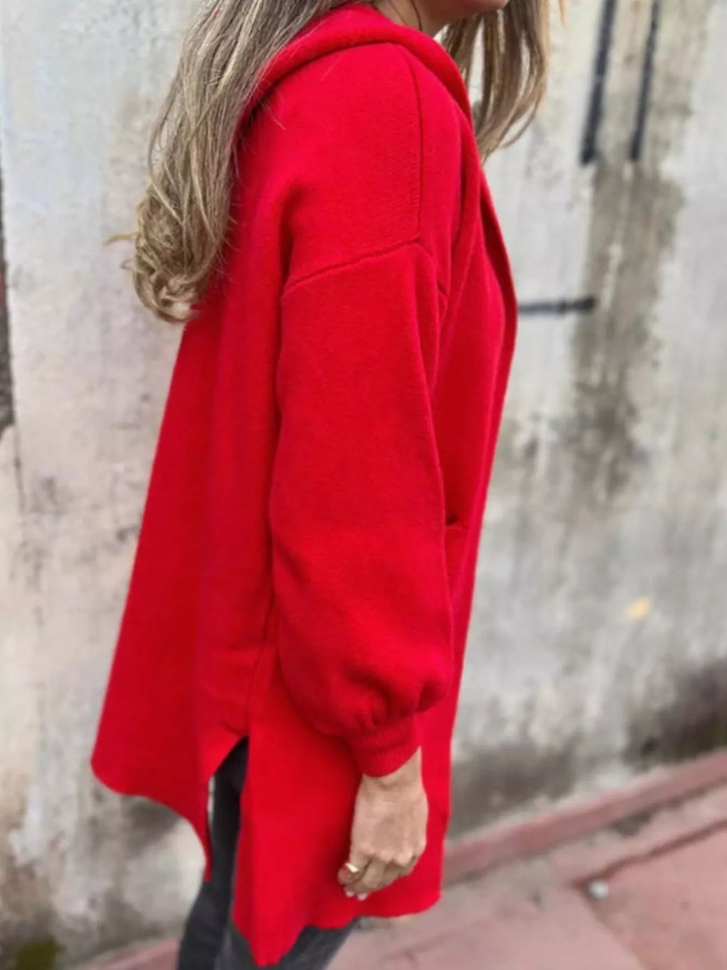 Full Size Open Front Drop Shoulder Hooded Cardigan Plus (3)
