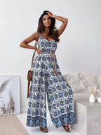 Printed Spaghetti Strap Wide-leg Jumpsuit (2)
