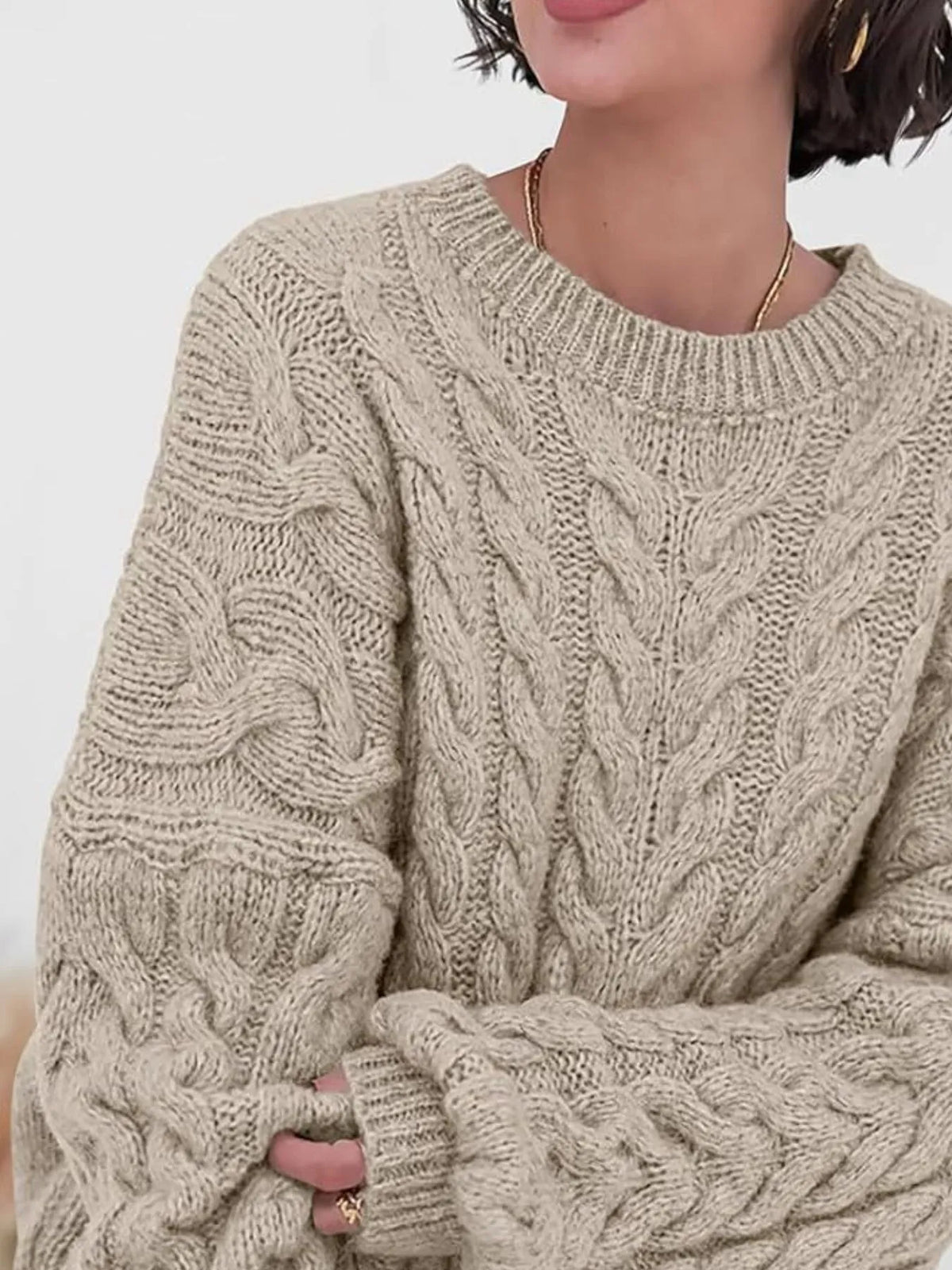 Cable Knit Long Sleeve Sweater (24)