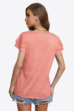 Tie-neck Layered Flutter Sleeve Blouse (15)