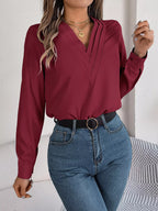 Layered V-neck Long Sleeve Blouse (28)