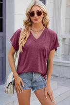 V-neck Short Sleeve T-shirt (23)