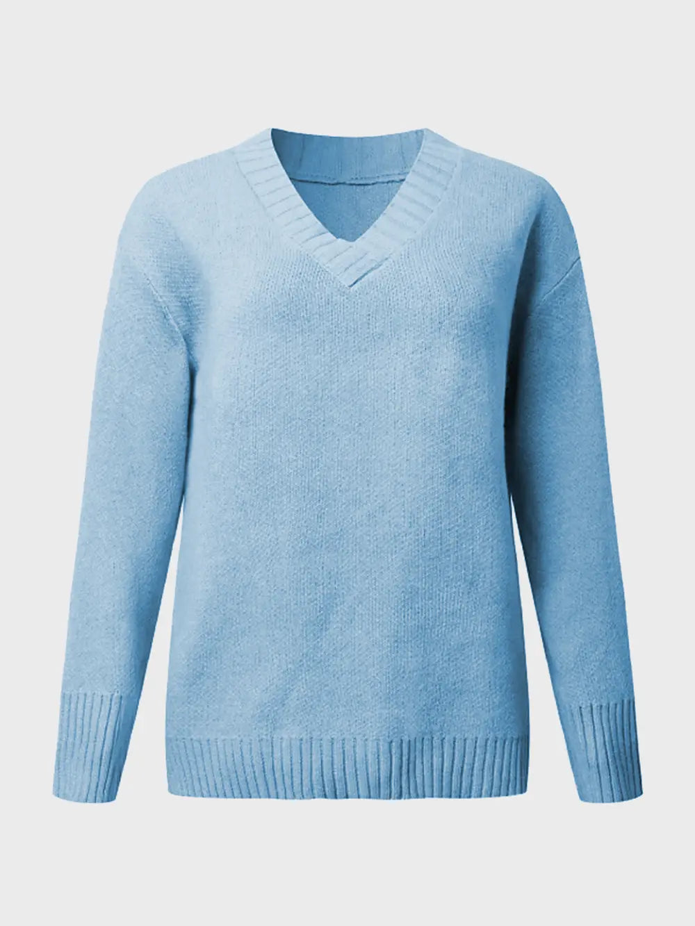 V-neck Long Sleeve Knit Top (24)
