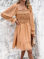 Smocked Polka Dot Long Sleeve Dress (9)