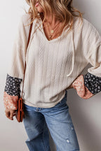Block Tie Neck Long Sleeve Top (2)