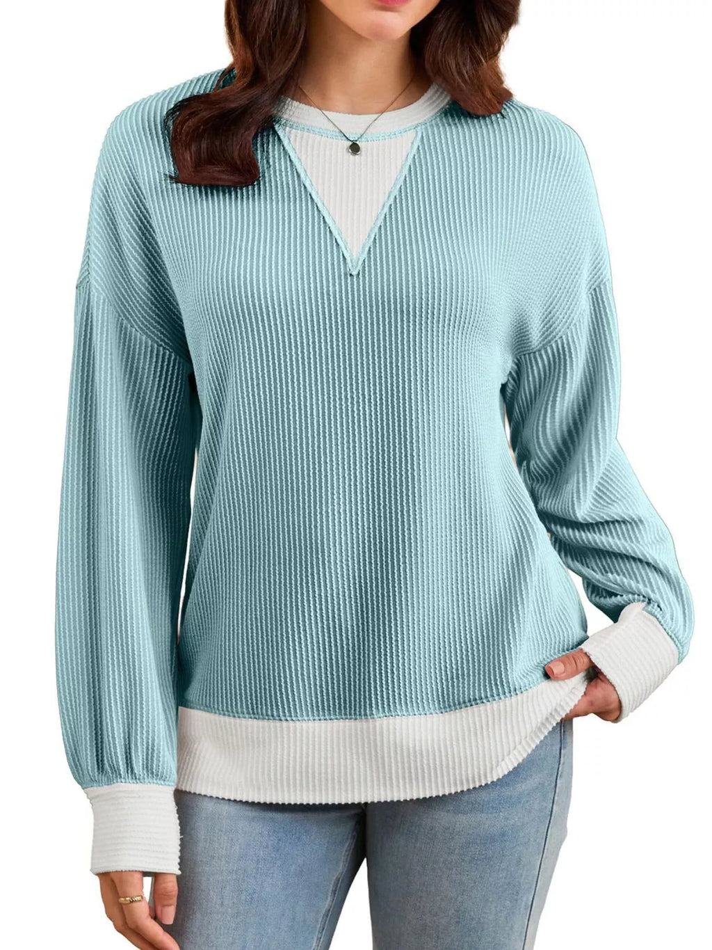 Contrast Dropped Shoulder Sweatshirt (14)