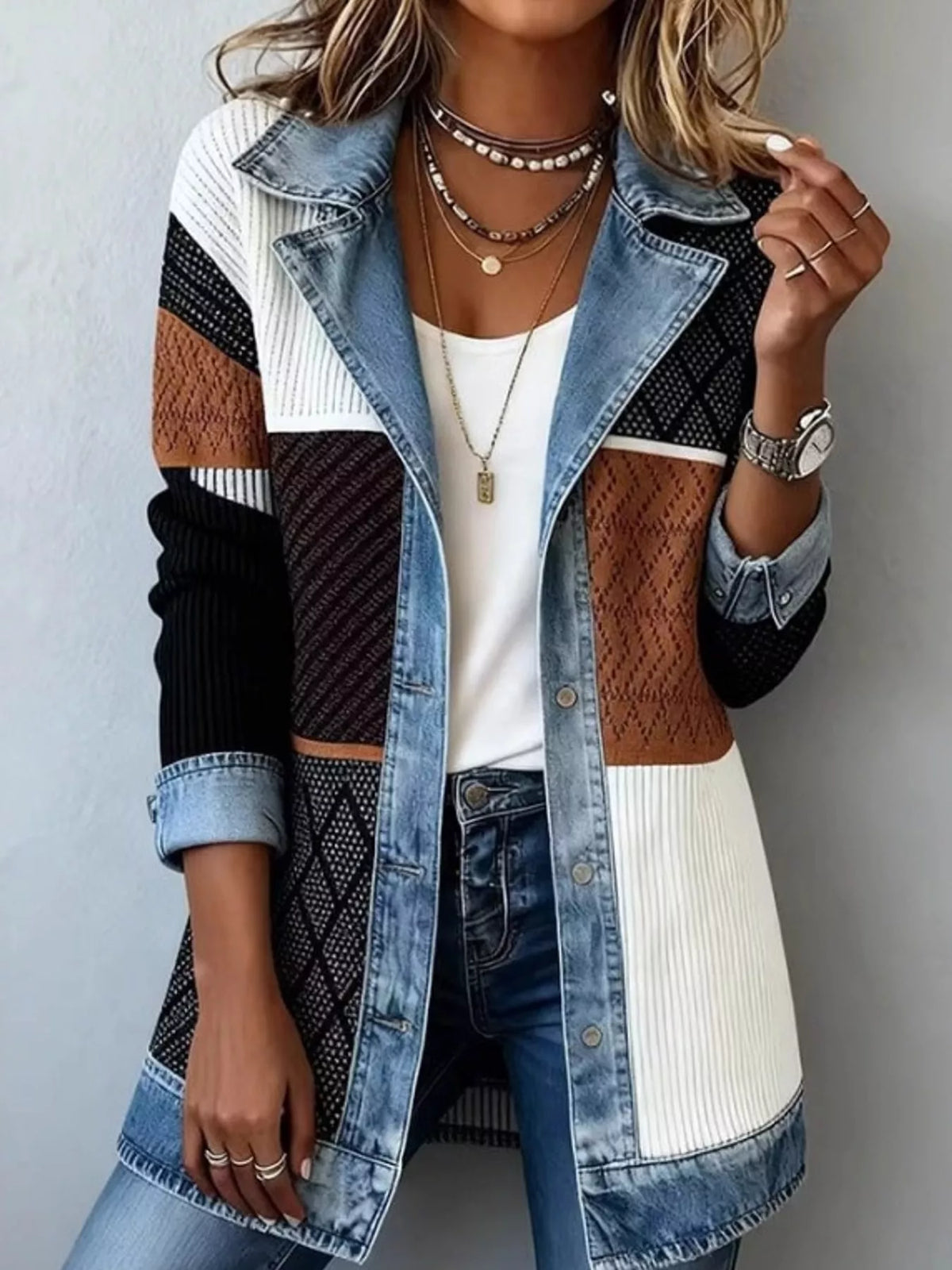 Full Size Denim Trim Ribbed Knit Cardigan Plus (23)