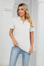 Curved Hem Johnny Collar Polo Shirt (14)