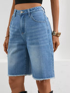Ripped Frayed Hem Denim Shorts (4)