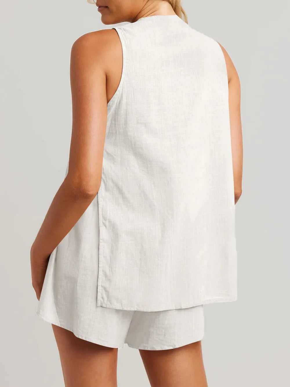 Full Size Button Up Top Shorts Set (13)