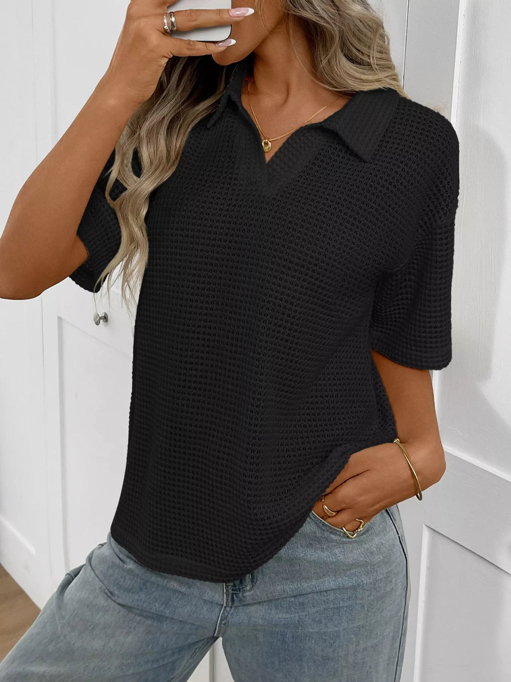 Striped Knit Short Sleeve Top (16)