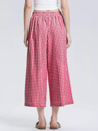 Gingham Wide-leg Cropped Pants (2)