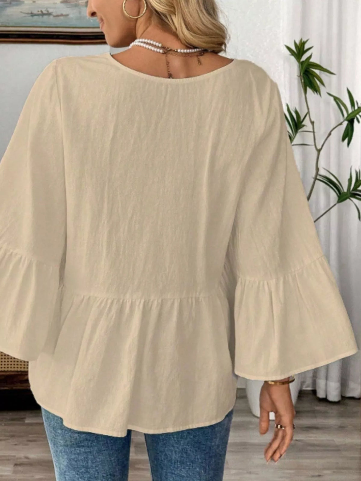 V-neck Bell Sleeve Blouse (9)