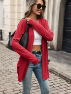 Ruched Pocket Open Front Cardigan (5)