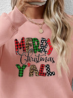 Letter Graphic Round Neck Long Sleeve Sweatshirt (5)