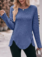 Ribbed Knit Long Sleeve T-shirt (6)