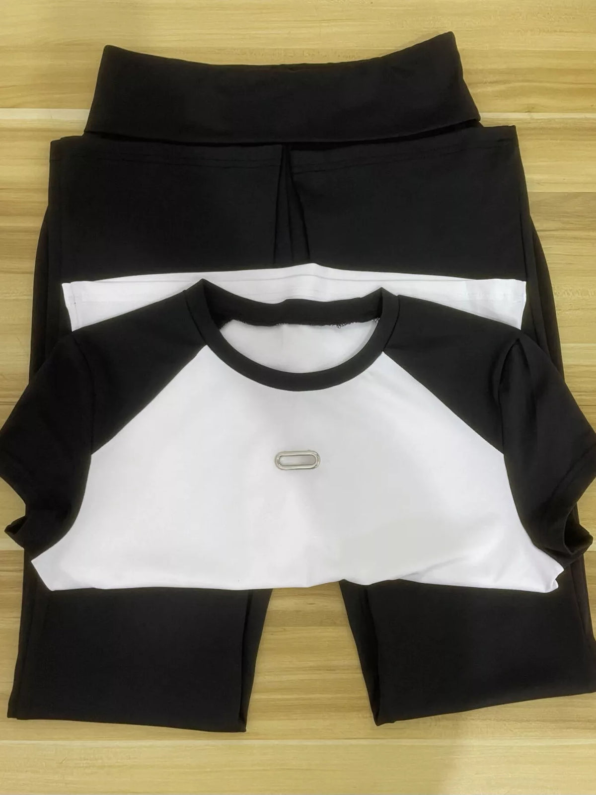 Contrast Short Sleeve Tee Pants Set (6)