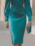 Surplice Long Sleeve Dress (10)