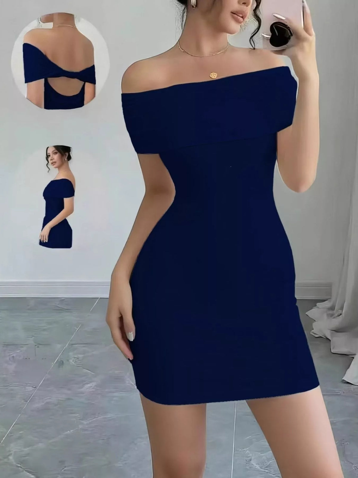 Off-shoulder Bodycon Mini Dress (5)