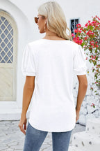Frill Notched Short Sleeve Blouse (20)
