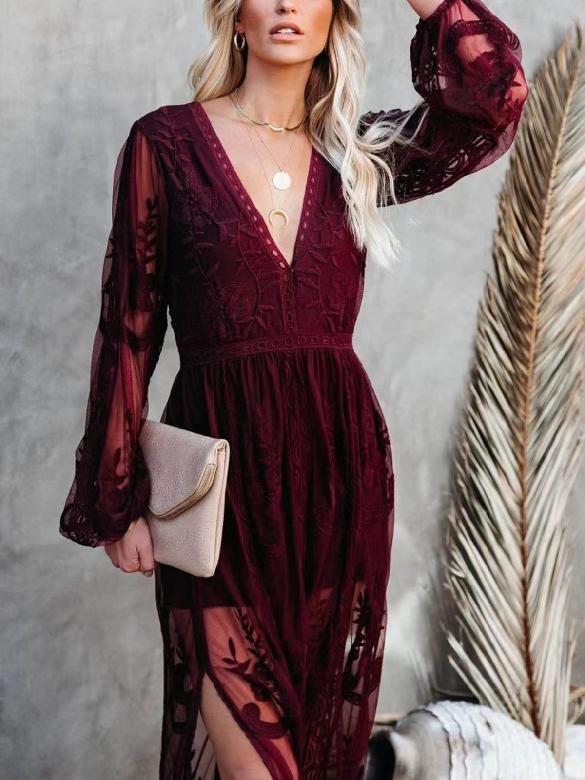 Floral Lace Slit Maxi Dress (17)