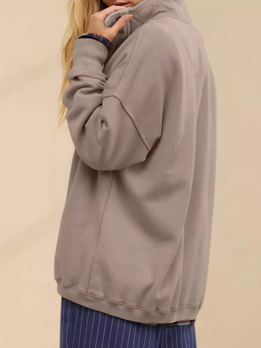 Half Snap Dropped Shoulder Sweatshirt (14)