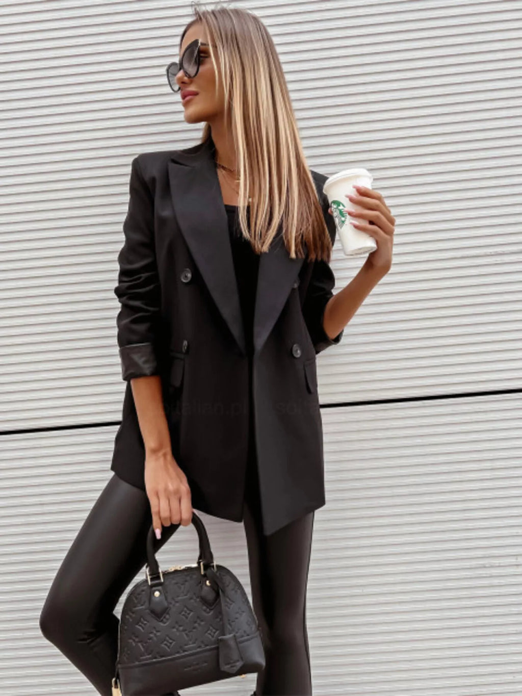 Lapel Collar Long Sleeve Blazer (17)