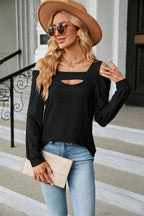 Cold Shoulder Square Neck Cutout Blouse (8)