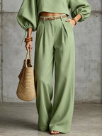 Balloon Sleeve Crop Top Wide-leg Pants Set (6)