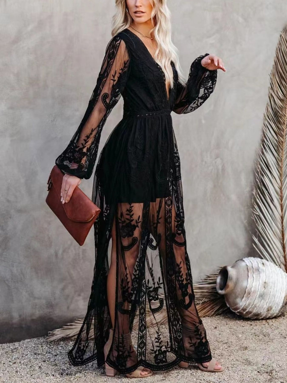 Floral Lace Slit Maxi Dress (13)