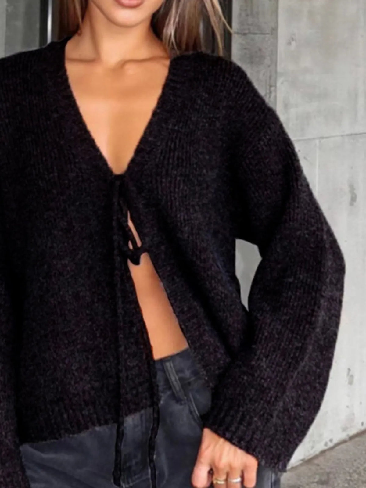 Open Front Tied Sweater Cardigan (6)