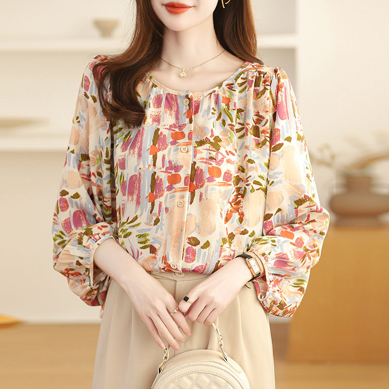 Real Shot French Vintage Floral Nine-quarter Sleeve Shirt photo 4