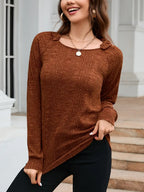 Texture Round Neck Long Sleeve Knit Top (3)