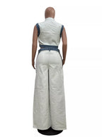 Zip Front Crop Top Striped Pants Set (7)