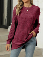 Ribbed Knit Round Neck Sweater (22)